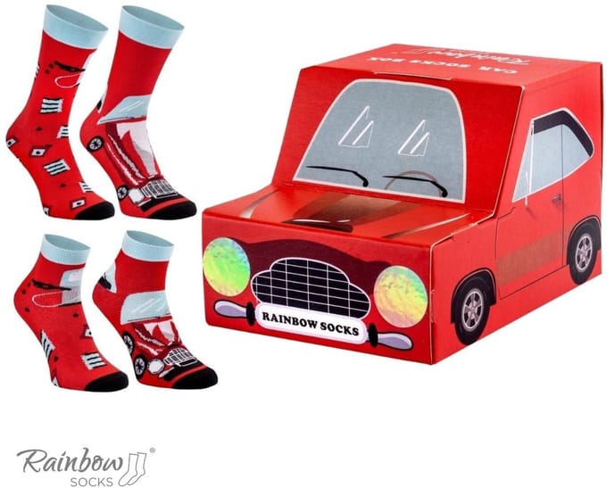 Rainbow Socks - Auto Sokken - Rood of Blauw - EU 30-35 & EU 47-50