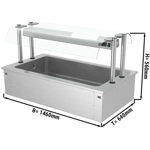 GGM Gastro Einbau Eiswanne - 1500mm - 4x GN 1/1 - 160 Liter - mit Glas-Hustenschutz Zilver