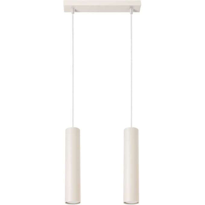 Hanglamp LAGOS 2 met 2 cilindrische kappen naast elkaar - Sollux Lighting - IP20 - Beige staal behuizing - 30 x 6 x 105 cm - 2 x GU10 LED, exclusief lichtbron - 2 x 10 W - Industriële hanglamp voor gang, hal en woonkamer