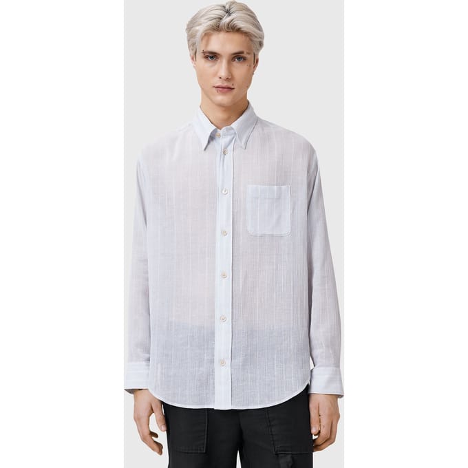 AllSaints Holme Ls Shirt Willow Blue Taglia: M | Camicie Casual Outlet | Uomo | Blu