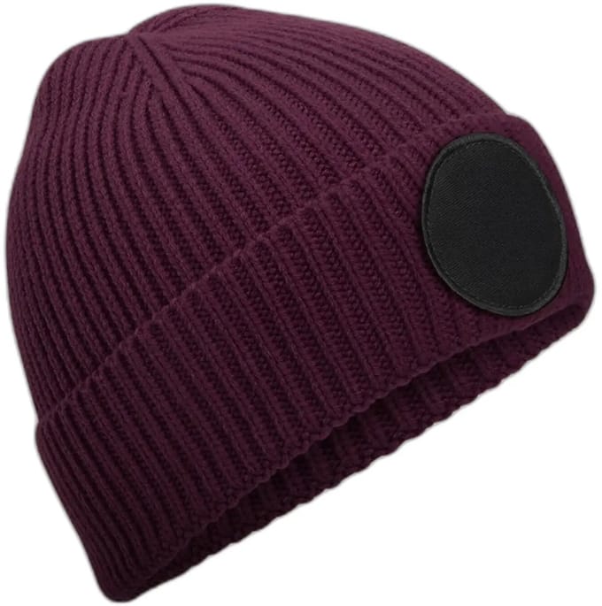 Circular Fashion Patch Beanie – Burgundy/Black One Size