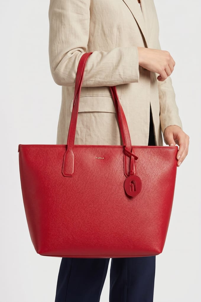 Furla Classic Medium Tote W/ Zip Rosso Veneziano Maat: OS | Handtassen Outlet | Dames