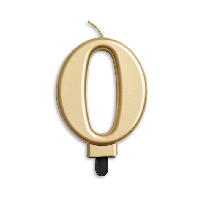 Verjaardagskaars Cijfer 0 Wax 7,8 Cm Goud / van Globos feest