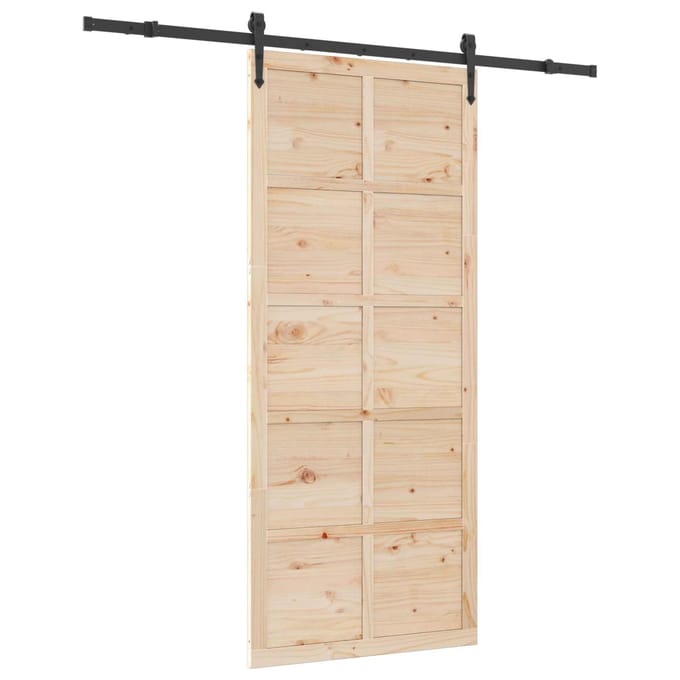 vidaXL - Schuifdeur - Naturel - 80 - x - 208 - cm - Massief - grenenhout