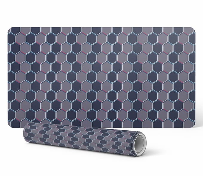 Vinyl bureauonderlegger met stijlvolle zeshoekige rasterprint 120x60 cm