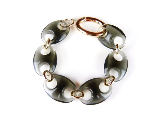 Armband Model Oval met grijs transparante acryl schakels