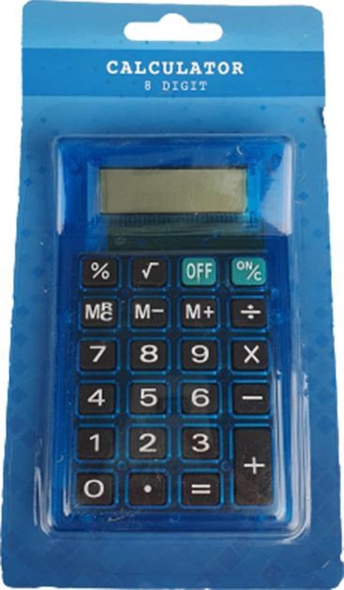 Rekenmachine - Blauw - Kunststof - 11,5 x 7 cm