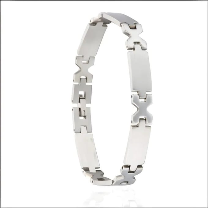 Rvs sieraden - zilverkleurige armband met kruizen - trendy en stoer