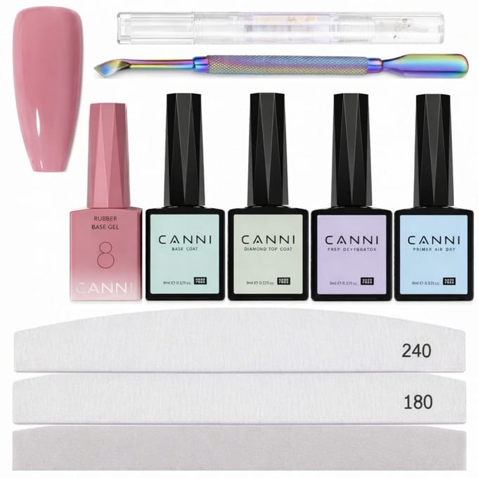 Canni - Rubberbase - Set - 10-delig - HEMA-vrij - TPO-vrij - Rubber base - Rubber base coat - Rubber base gellak - Rubber base gel - Rubberbase gellak - Rubberbase clear