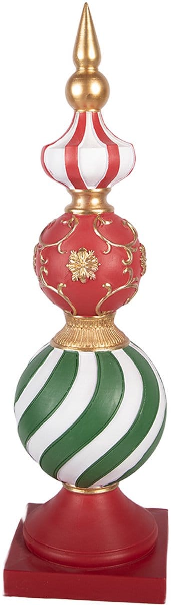 Clayre & Eef Kerstdecoratie Beeld Kerstbal 16x16x56 cm Rood Kunststof