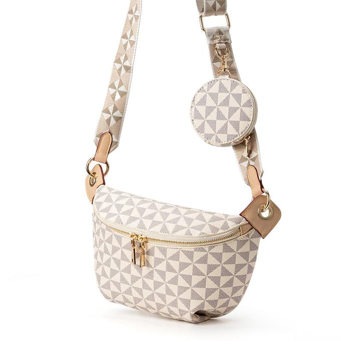 Licht Luxe Senior Sense Mode Heuptas Dames Print Retro Casual Alle Mode Merk Dame beige