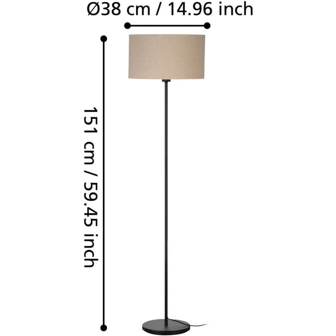 EGLO Feniglia Vloerlamp - E27 - 151 cm - Beige|Zwart - Linnen