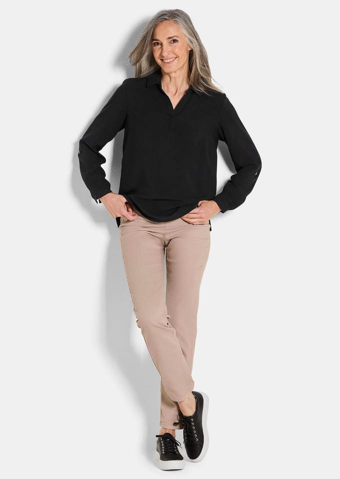 Blouse zonder sluiting van pure viscose - zwart - Gr. 20 van Goldner Fashion