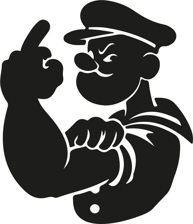Sticker - Popeye - Links - 155mm x 180mm