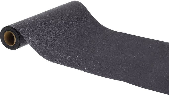 Chaks Tafelloper op rol - 2x - zwarte glitter - 30 x 500 cm - polyester