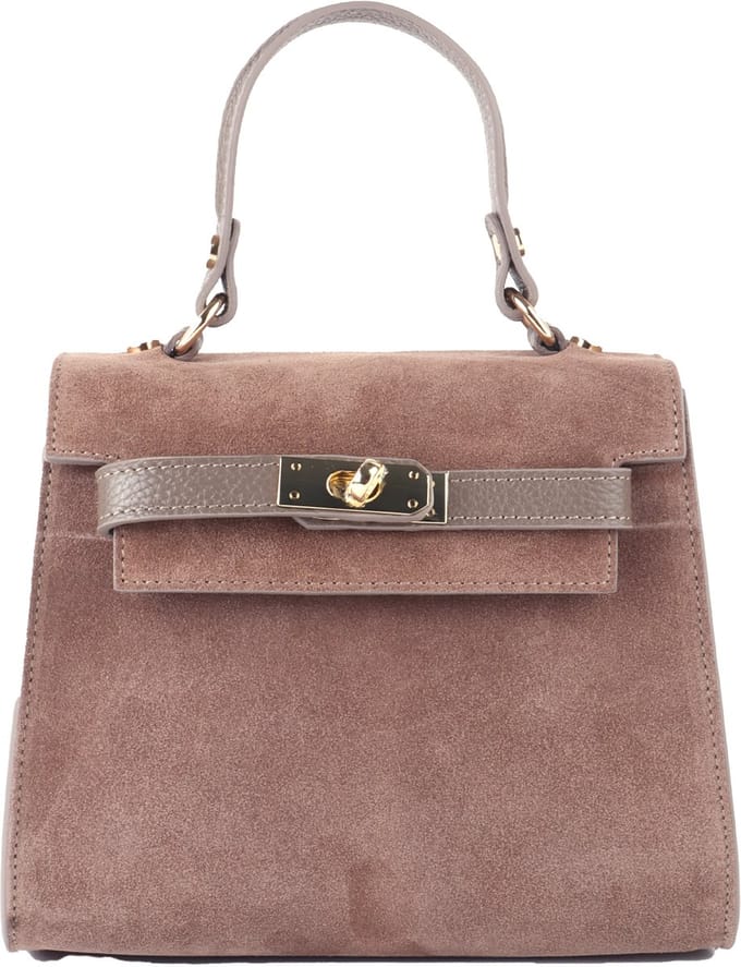 Giuliano lederen handtas Melisa - Suede - Made in Italy - Taupe