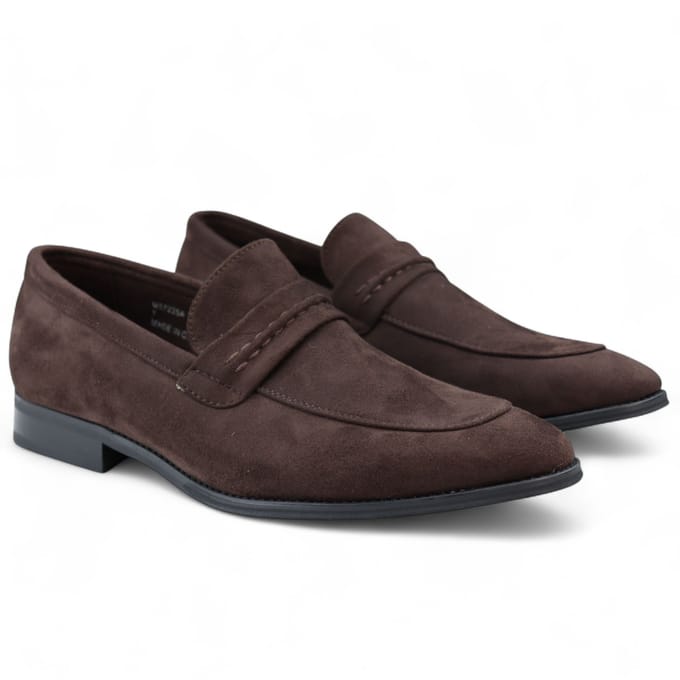 Bruine suède mocassin loafers voor heren, slimme instappers