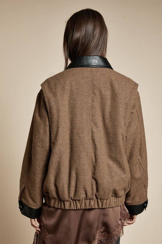 boohoo Dames Oversized Check Wool Look Bomber Jacket | Brown | Maat: 8