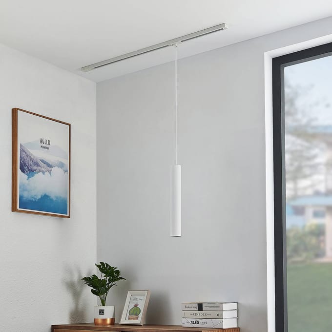 Lindby - 1-fase railverlichting - 1licht - Metaal, textiel - H: 40 cm - GU10 - wit