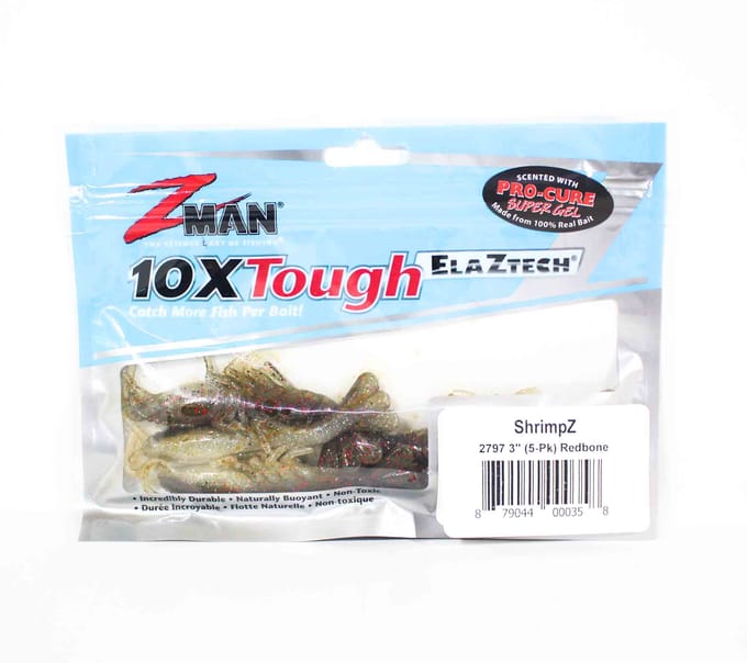 Zman Leurre Souple Shrimpz 3 Pouces 5/Paquet Rouge Os (0358) white