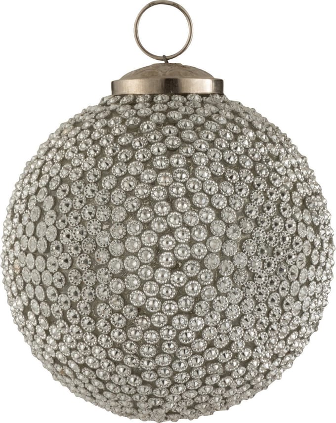 J-Line kerstbal Diamant - glas - wit - large - 4 stuks