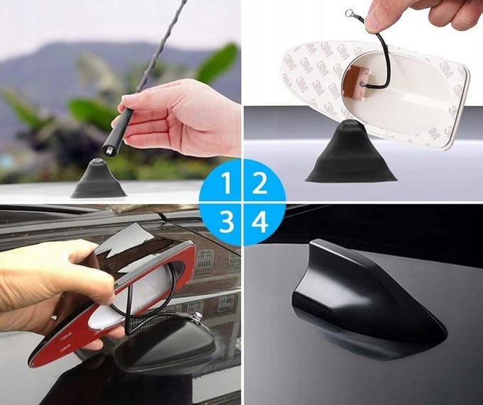 AMiO Haaienvin Autoradio Antenne Zwart - Klassiek Model 7x17x6cm met Schroefbevestiging