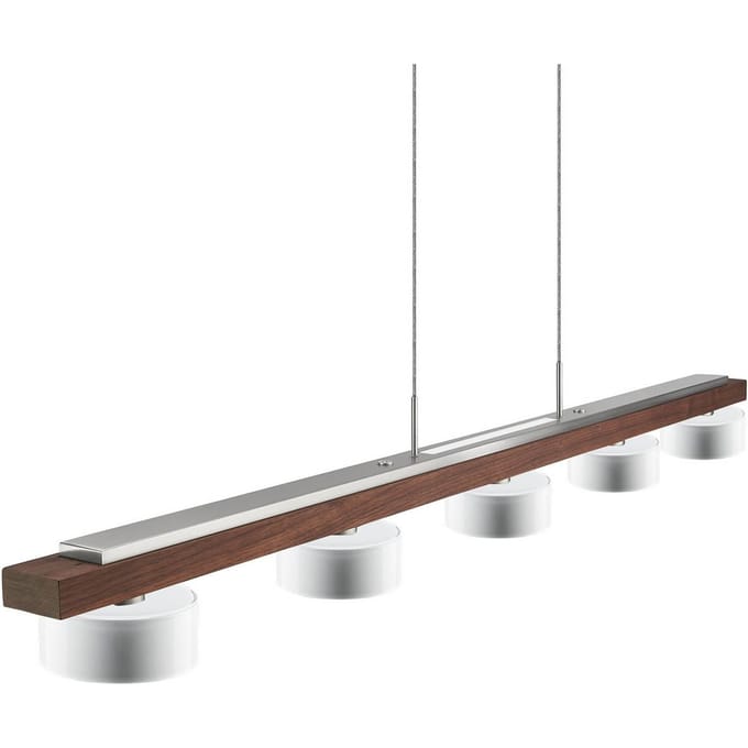 HerzBlut hanglamp Estelle, hout, 130 cm, geolied notenhout