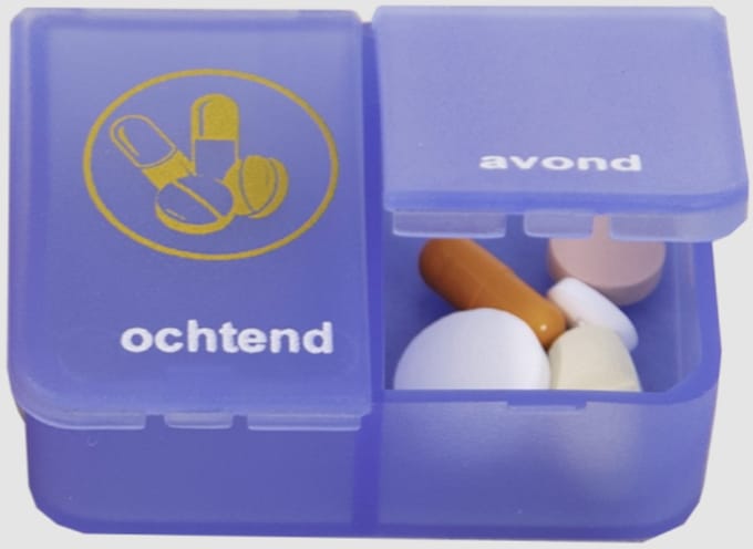Able2 Pillendoos 1 dag - 2 vaks transparant blauw