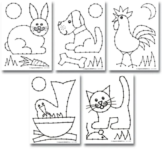 Stammetjes - Borduurkaarten voor kinderen - Dieren - 30 stuks