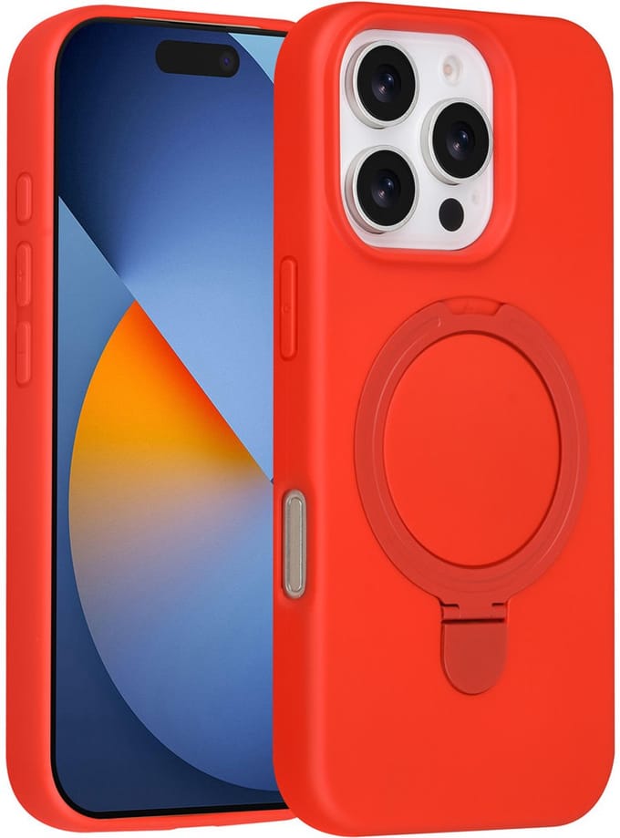 TUNIQ telefoonhoesje voor Apple iPhone 16 Pro - MagSafe met ringstand - Rood