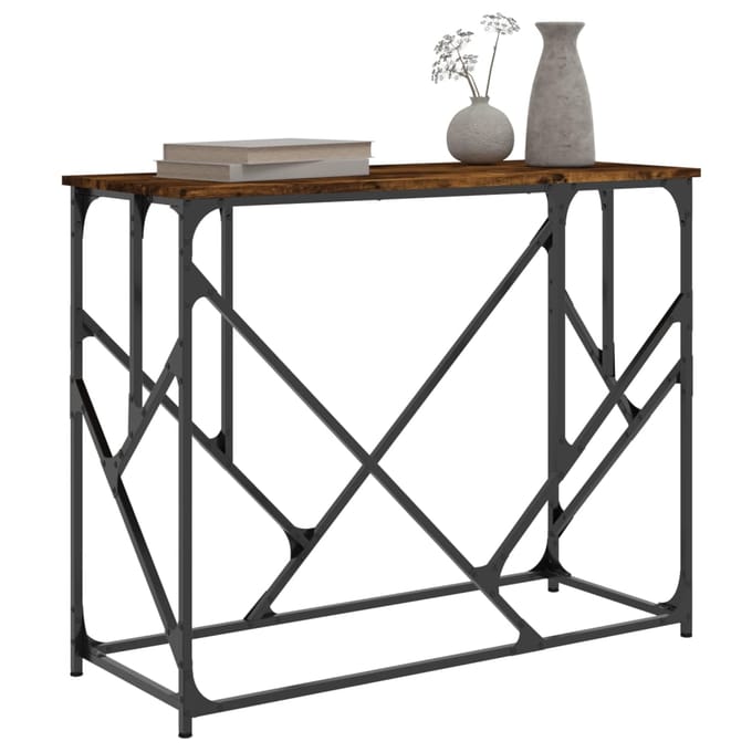 vidaXL - Wandtafel - 100x40x80 - cm - bewerkt - hout - gerookt - eikenkleurig