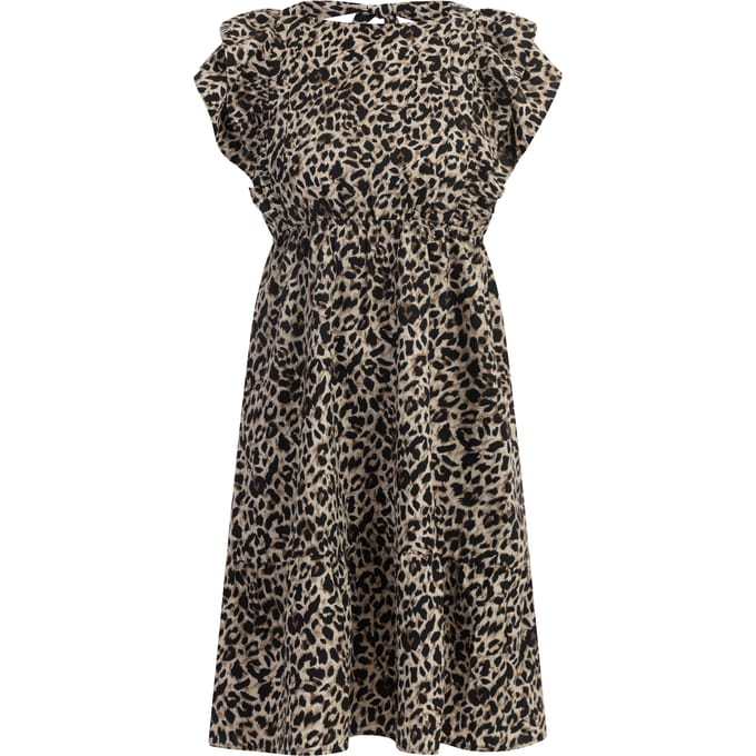 Faina Midi-jurk met luipaardprint Dames beige leo