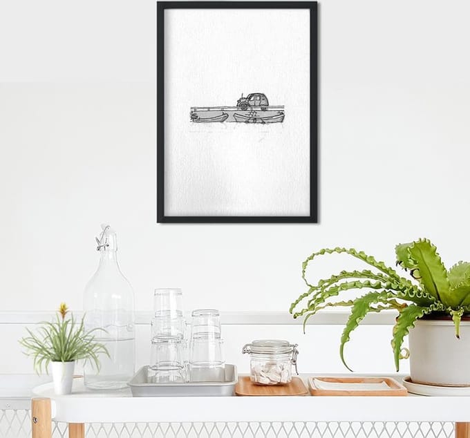 Poster Tekening Auto Amsterdam - 30x40 cm - WALLLL
