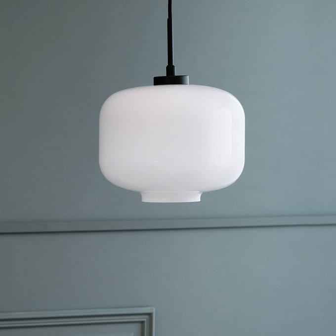 Dyberg Larsen Hanglamp Arp 25 X 32 Cm E27 Opaal 25w Wit/zwart