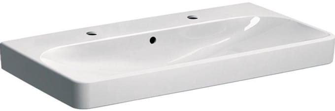 Geberit Smyle Square wastafel 2 kraangaten met overloop 90x48x16.5cm wit
