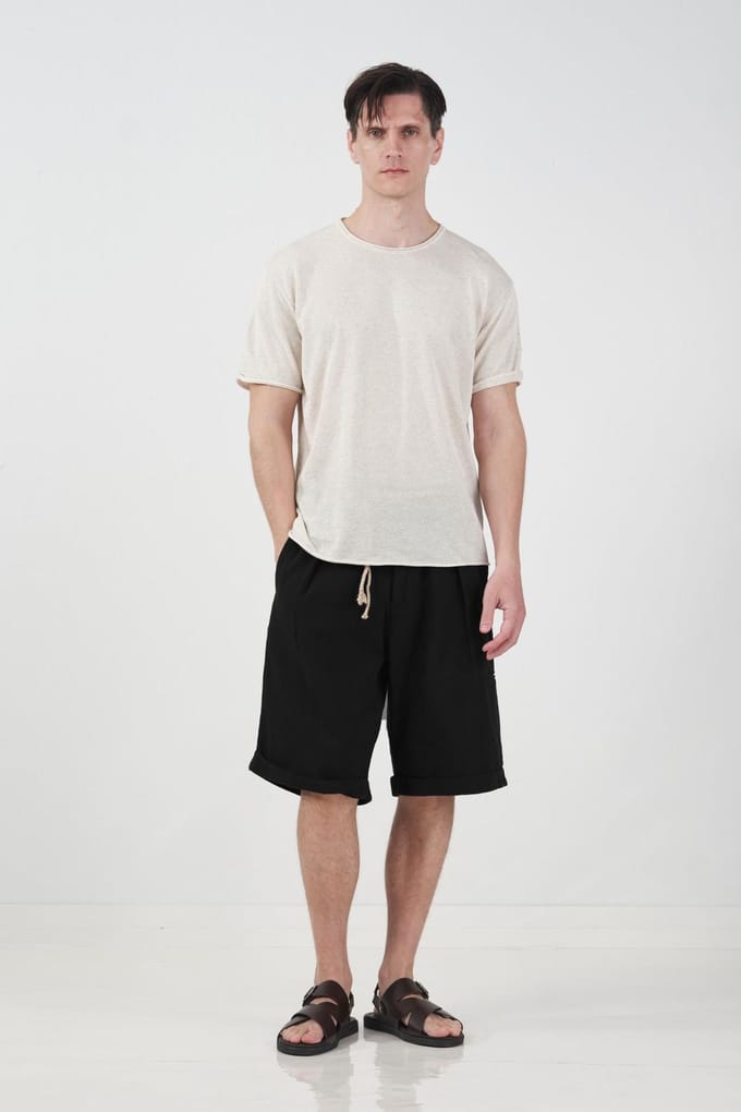 Katoenen Shorts met Middelhoge Taille en Ceintuur
