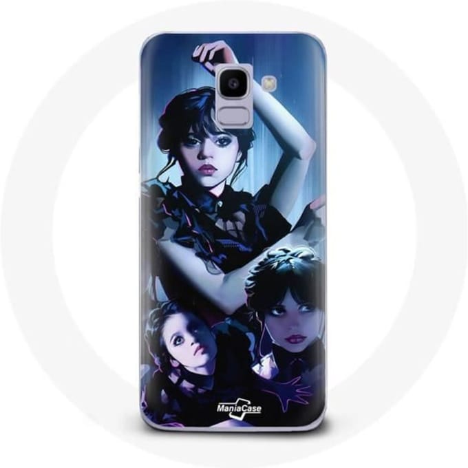Coque - maniacase - Samsung Galaxy J6 2018 - Noir - Mercredi Addams - Souple noir