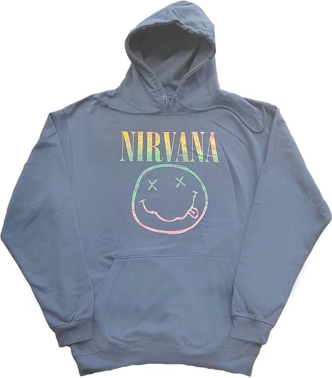 Nirvana - Sorbet Ray Happy Face Hoodie/trui - XL - Blauw