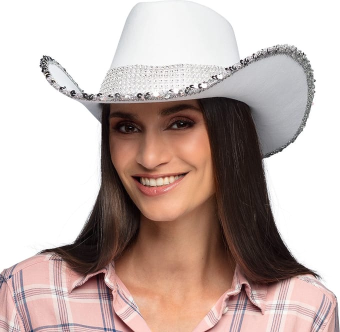 Boland - Hoed cowboy Spark wit - 58 - Volwassenen - Vrouwen - Cowboy - Indiaan