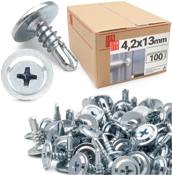 LUN FIX - Bohrschrauben 4,2 x 13 mm - 100 stuks - Zelfborende - Metaal schroeven