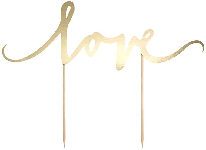 PartyDeco Cake Topper Love - Goud