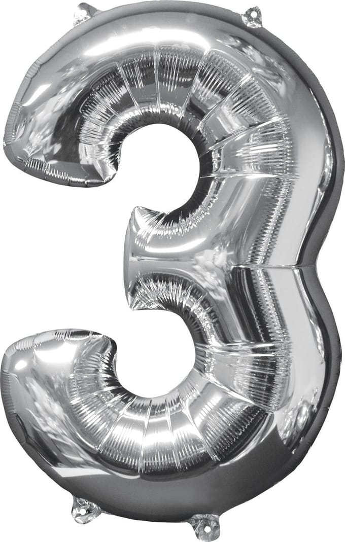 "3" FolieBallon, 43 x 66 cm