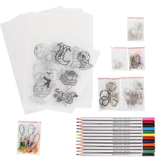 Ensemble de Film Rétractable DIY Crayon de Couleur Feuille Thermorétractable Manuelle Kit Sac de Noël 174# white