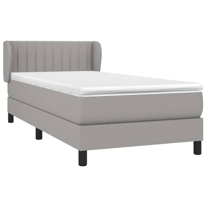 vidaXL - Boxspring - met - matras - stof - lichtgrijs - 100x200 - cm