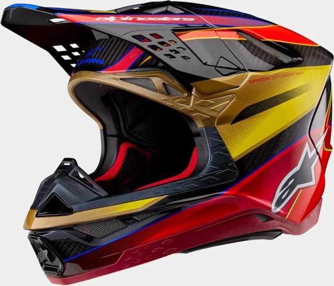 Alpinestars Supertech S-M10 Era Helm Ece 22.06 Goud Geel Rio Rood Glanzend - Helm
