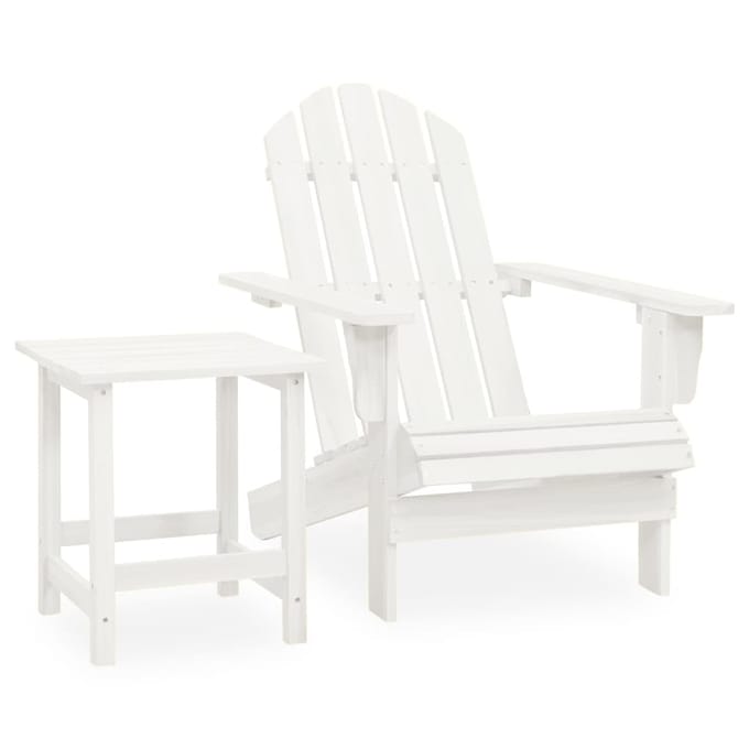 vidaXL - Tuinstoel - Adirondack - met - tafel - massief - vurenhout - wit