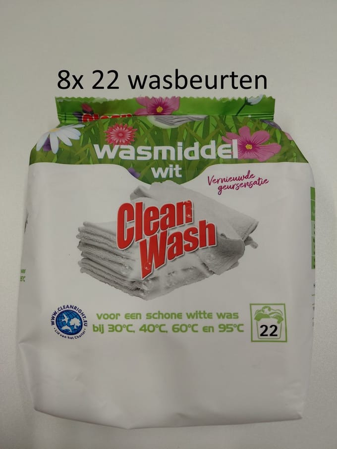 Senzora Clean Wash - wasmiddel waspoeder - white wit witte - 8x 22 wasbeurten