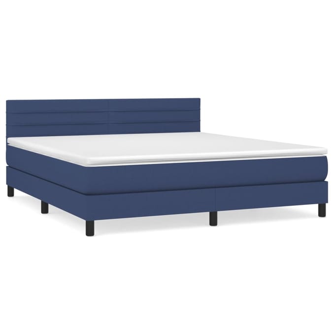 vidaXL - Boxspring - met - matras - stof - blauw - 180x200 - cm