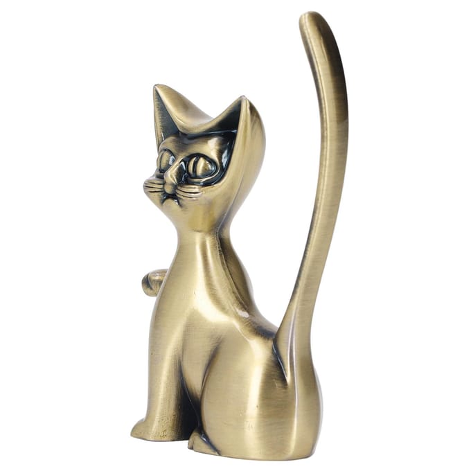 Kat God Ringhouder Kat God Design Zinklegering Stevig Duurzaam Retro Stijl Ringorganizer voor Ringen beige