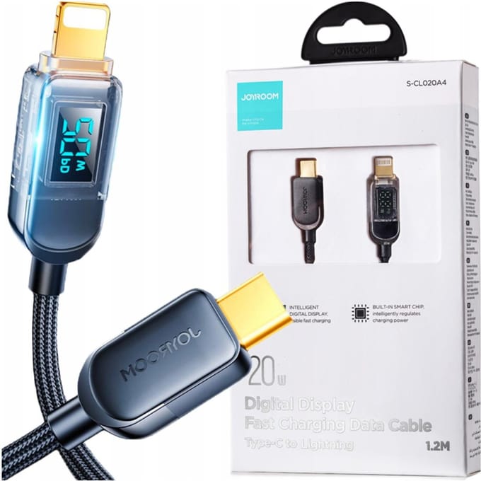 Joyroom A4 USB-C / Lightning Cable 20W 1.2m with display - black